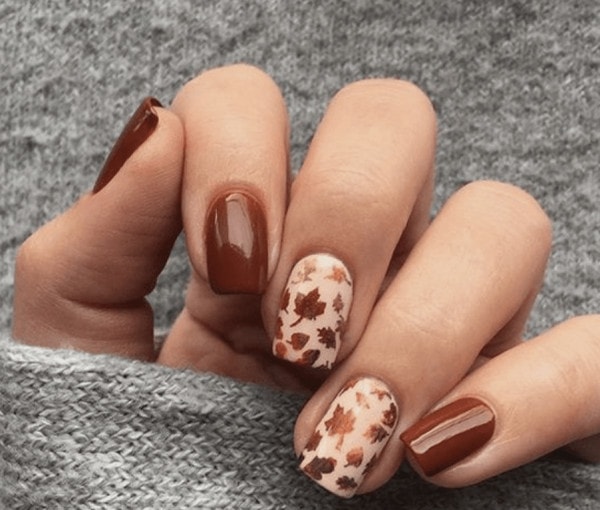 fall leaves for fall 2021 nail design