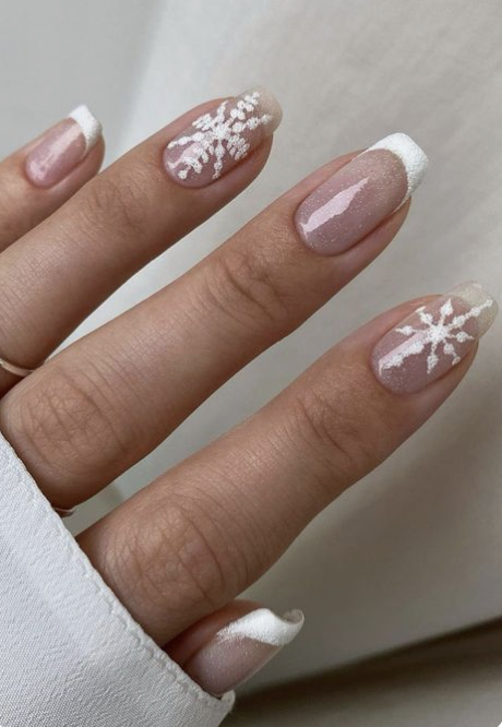 simple white christmas nails