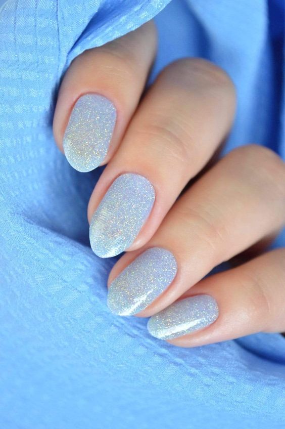 baby blue nails glitter